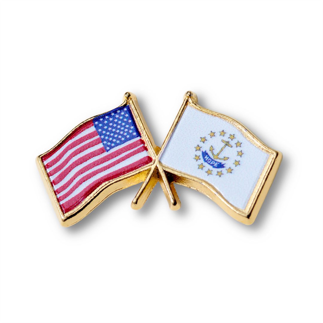 American Two Flag Pins- American Flag & Rhode Island Flag