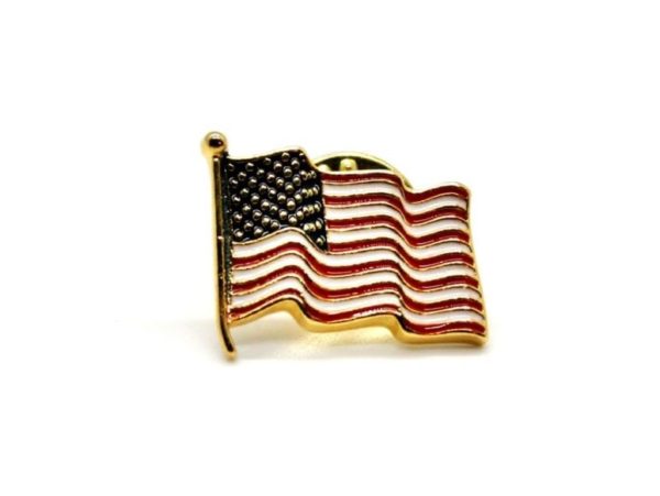 Wave American Flag Pin, Hand Painted