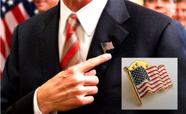 american flag pin on shirt